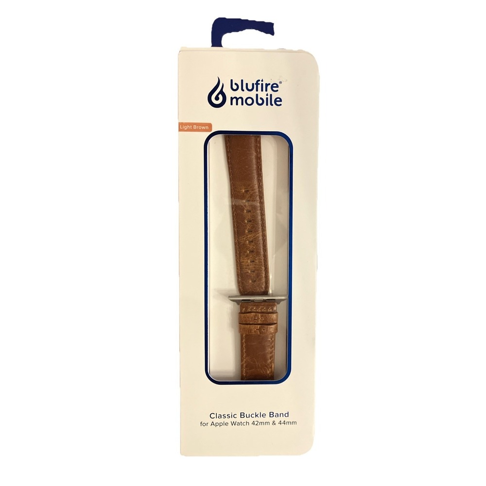 Blufire Mobile Apple Watch Band Leather Light Brown Adjustable 42 44mm